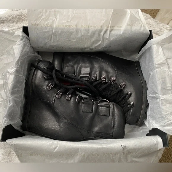 Black Luxury Rebel Wedge Booties - Picture 5 of 15